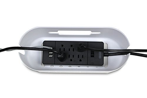 Bins & Things Cable Management Box and Power Strip Organizer | Entertainment Center, USB, Computer, Charging Cords | Compact, Discrete Safety … (Small)