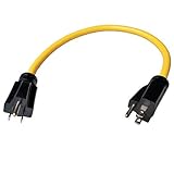 Parkworld 60127 Generator Adapter Cord NEMA 5-15P to 5-15P for Transfer Switch, 3 Prong Plug to Plug, 125V, 2FT