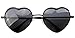 SOOLALA Womens Thin Metal Heart Shaped Frame Cupid Sunglasses w/ Pouch, Black