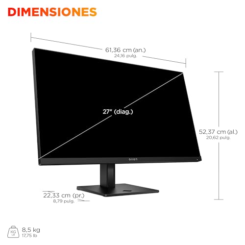 OMEN 27 G2 – Monitor Gaming de 27" FHD 1920 x 1080 a 180 Hz, IPS, 16:9, 1ms, HDMI, Antirreflejo, HDR, DisplayPort, Compatible con Consolas Negro, Plano, 180Hz