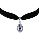 IS4U Gothic Necklace Vintage Black Velvet Choker Necklace Punk Style Victorian Jewelry Multicolor Rhinestone Pendant Necklace Christmas Party Costume Jewelry for Women