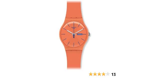 Swatch SUOO701 - Reloj analógico de Cuarzo Unisex con Correa de plástico, Color Naranja