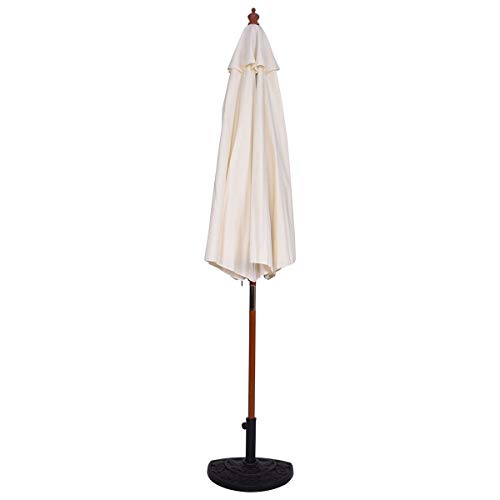 Hulaloveshop Adjustable 9 ft Wooden Outdoor Umbrella Sunshade