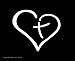 Heart with Cross in Center Decal Sticker Vinyl for Car Auto Christian (3.5