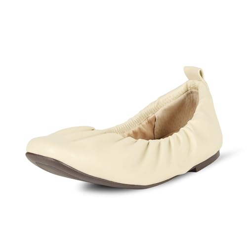 The Drop Paige Scrunch Ballet Flat Ballerinas, Creme, 37 EU