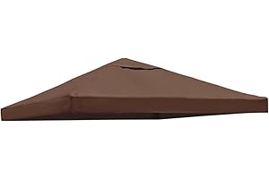 LooDro Canopy Replacement Top Cover Polyester Cloth Single/Double Tier Patio Grill Gazebo Pop Up Tent Roof Replacement Top Outdoor Gazebo Tent Shelter with Air Vent for 10'X10'