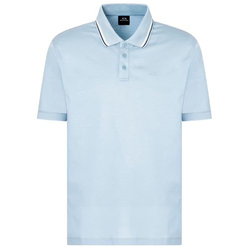 Armani Exchange Men's Utitlity Edge, Collar Stripes, Embroidered Logo,Regular Fit,Red,L