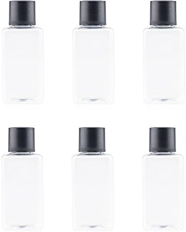 Mini Traveler Package Bottle For Lotion or Shampoo Bath 30ml. Small bottles for Cosmetic Toiletries Liquid Containers (Pack of 6) Plastic Bottle with Black Caps