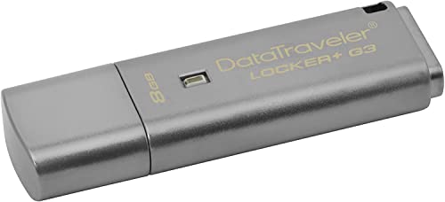 Kingston Data Traveler Locker + G3 (DTLPG3/8GB) USB 3.0 Personal Data Protection with Automatic Cloud Backup , Silver