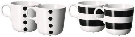 Ikea - Ungdom Coffee Mug Cup Set Assorted Patterns (X4) Black White Abstract Pattern Modern