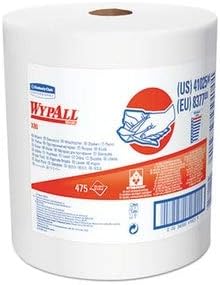 WypAll X80 Wipers with Hydroknit, Jumbo Roll, 12 1/2W X 13.4 White, 475 Roll