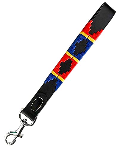 Carlos Diaz Genuine Leather Waxed Embroidered Polo Dog Leash Walking Training Short Traffic Lead With Looped Handle