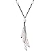 Long Freshwater Cultured Pearl Necklace with Pendant on Leather Cord Y-shaped Boho Necklace for Women 23.6