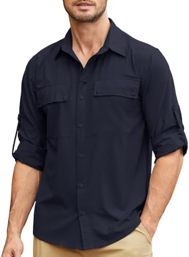 KEFITEVD Camisas de Hombre de Manga Larga UPF 50 Secado Rápido