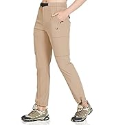 NORTHYARD Women's Hiking Cargo Pants with Zipper Pockets, Lightweight Water-Resistant Pants UPF f...