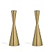 LampLust 2 Brass Finished Taper Candle Holders, 7.5 Inches, Metal, Hourglass Shape, Fits All Standard Size Candlesticks