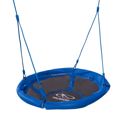 HUDORA Altalena a nido 90 - altalena nido in plastica blu per carico fino a 100kg - altalena con diametro di 90cm per interni ed esterni - Altalena familiare regolabile per bambini e adulti