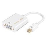 Mini DP to VGA Adapter 1080P, CableCreation Mini DisplayPort (Thunderbolt 2) Cord Compatible with Mackbook Pro/Air, iMac, HD Monitors, Projector, Surface Pro. White