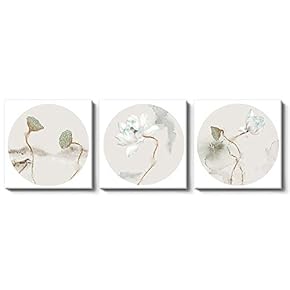 Canvas Wall Art Chinese Flowers and Birds Painting Artwork for Home Prints Framed - 12"x12"x3 Panels