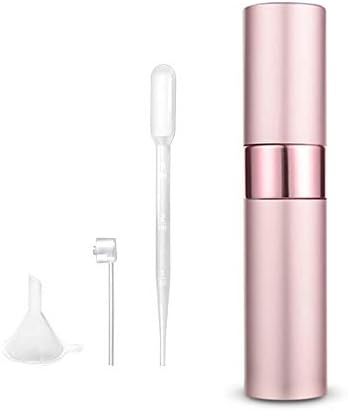 Perfume Atomizer Set (Includes Funnel & Nozzle & Dropper Included), Rotating Push Type, Perfume Sprayer, Refill Container, For Perfume, Travel, Work, Business Trips, Portable, Unisex, 0.3 fl oz (8 ml), Rose Gold