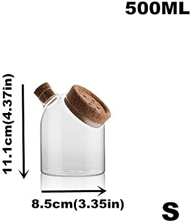 Creative Glass Spice Jars Food Storage Containers Tank With Cork Lid For Bulk Product Coffee Preservation Kitchen Organizer Condiment bottles (Color : 500mlflat)