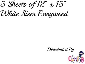 Cutting Edge Vinyl 12" x 15" 5 Sheets Siser EasyWeed T-Shirt Iron-on Heat Transfer Vinyl (White)