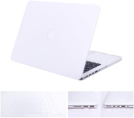 DWON Soft-Touch Plastic Hard Case with Keyboard Cover with Dust Plug for Macbook Pro 13 Inch with Retina Display (Model:A1502/A1425)-Clear/Crystal