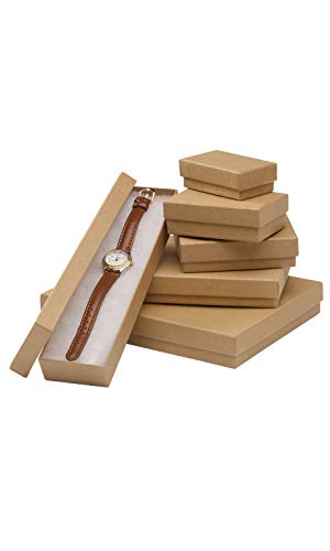 Kraft Cotton-Filled Jewelry Box Assortment - Includes 6 Sizes - Case of 75