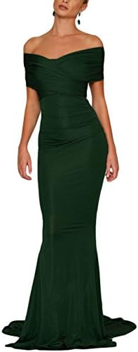 Syusuke Sexy Off-Shoulder Mermaid Wedding Evening Party Gown Dress For Women Emerald L