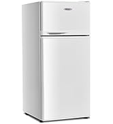 COSTWAY Compact Refrigerator, 3.4 cu. ft. Classic Fridge with Adjustable Removable Glass Shelves,...