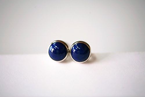 Lapis-lazuli and Polished Sterling Silver 6mm Stud Earrings
