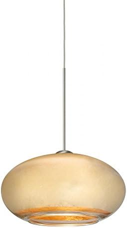 Besa Lighting 1XT-2492GF-LED-SN 1X6W LED Brio 7 Pendant with Gold Foil Glass, Satin Nickel Finish