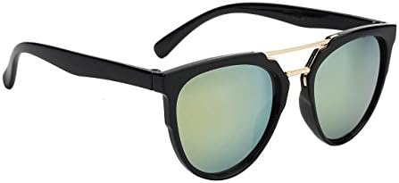 Girls Kids Retro 70s Fashionable Look Cat Eye Sunglasses Ages 5-12 (Black)