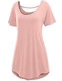 Doublju Womens Basic Comfy Short Sleeve Oversized Long Tunic Top