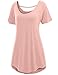 Doublju Womens Basic Comfy Short Sleeve Oversized Long Tunic Top