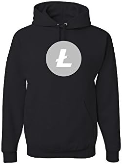 Diamond Star Custom Crypto Silver Litecoin Logo Black Hoodie Sweatshirt (XX-Large)