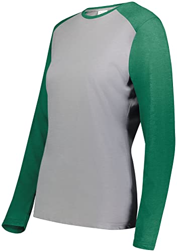 Ladies Gameday Vintage Long Sleeve Tee Grey Heather/Kelly Heather S
