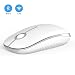 2.4GHz Wireless Bluetooth Mouse, Jelly Comb Dual Mode Slim Wireless Mouse with 2400 DPI Compatible for PC, Laptop, Mac, Android, Windows (Silver and White) primary