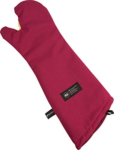 San Jamar KT0218 Cool Touch Flame Conventional High Heat Intermittent Flame Protection up to 900Â°F Oven Mitt, 17" Length, Red