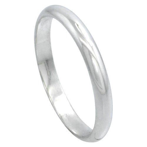 Sterling Silver 3 mm High Dome Wedding Band Thumb Ring