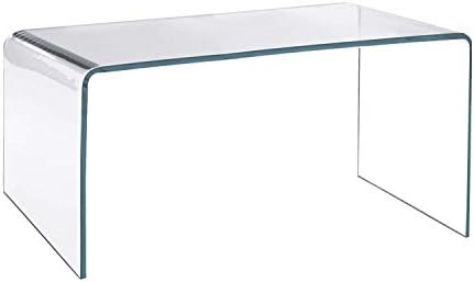 Quidin Contemporary Stylish Tempered Clear Glass Bent Centre Coffee Table