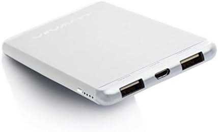 Viivant Ultra Slim Portable Charger | 5000mAh Power Pack for Cell Phones and Tablets | 2.4A Dual USB Ports | Universal USB Compatibility - Aluminum (Silver)
