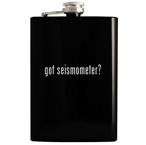 got seismometer? - Black 8oz Hip Drinking Alcohol Flask