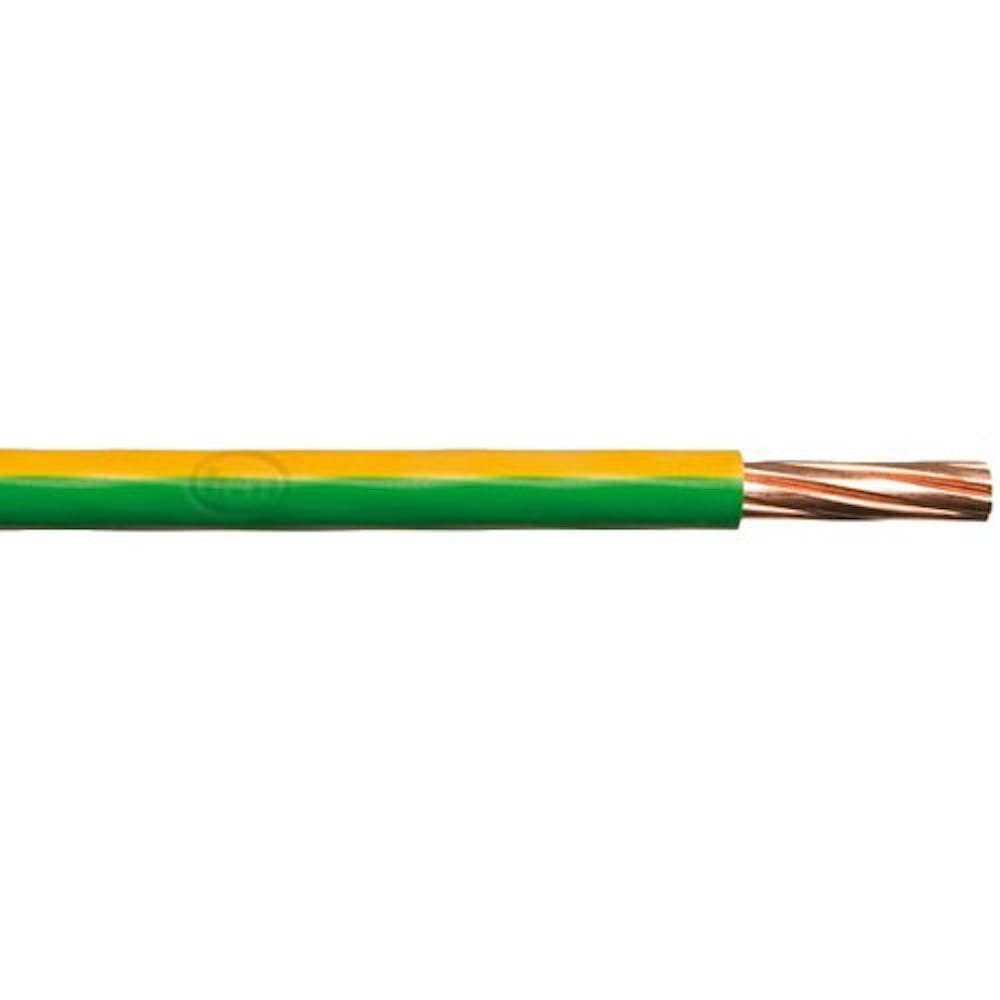 Merriway BH01443 Single Core Round Earth Cable, 6491X 10.0mm Yellow & Green, 5 Metres (16.5 feet) 10.0mm Underground 6491X, Yellow/Green, 10.0 mm