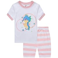 Girls Seahorse Pajamas Children Cotton Sleepwear Toddler Kids Pjs Pant Sets Size 5t
