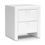 Baxton Studio Frey Upholstered Modern Nightstand, White (Kitchen)
