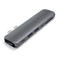 Satechi Aluminum Type-C Pro Hub Adapter with Thunderbolt 3 (40Gbs), 4K HDMI, USB-C Data, SD/Micro Card Reader, USB 3.0 - Compatible with 2016/2017/2018 MacBook Pro 13-Inch and 15-Inch (Space Gray)