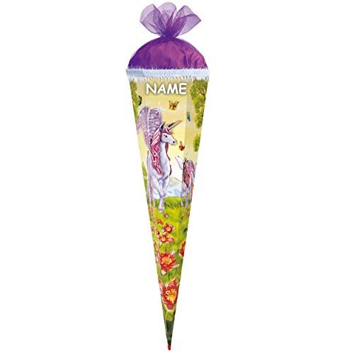 10 Stück Schultüten - Einhorn - Pegasus/Pferd Unicorn - 50 cm - rund - incl. Schleife - mit Tüllabschluß - Zuckertüte… – Bild 5
