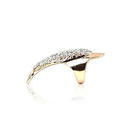 Wowlife False Nail Punk Style Talon Claw Paw Finger Ring Knuckle Bend Fingertip Finger Claw Ring (5 Pcs, Golden)