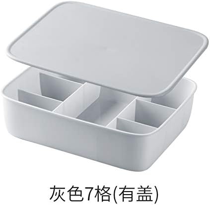Armario de plástico Ropa interior Caja de recepción Ropa interior Calcetines Caja de embalaje Sujetador Ropa interior Caja de almacenamiento Conjunto de tres piezas, Gris con tapa [7 cuadrículas]: Amazon.es: Hogar